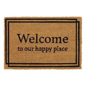 JVL "WELCOME TO MY HAPPY PLACE" NATURAL COIR DOOR MAT