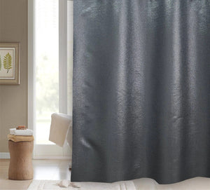 BLUE CANYON BLACK GLITTER "STARLIGHT" POLYESTER SHOWER CURTAIN WITH HOOKS
