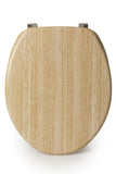 WOODEN STANDARD TOILET SEAT WITH STAINLESS STEEL SILVER FITTINGS