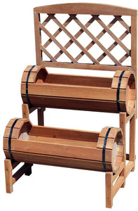 KINGFISHER DOUBLE BARREL WOODEN PLANTER