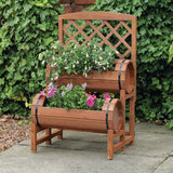 KINGFISHER DOUBLE BARREL WOODEN PLANTER