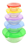 5PC STACKABLE GLASS STORAGE BOWLS