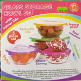 5PC STACKABLE GLASS STORAGE BOWLS