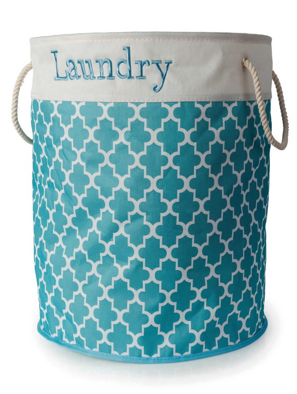BLUE CANYON TEAL ROUND LAUNDRY HAMPER
