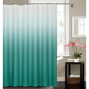 BLUE OMBRE "OCEANIC" POLYESTER SHOWER CURTAIN WITH HOOKS