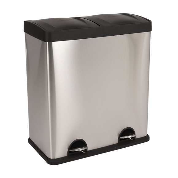 KINGFISHER 60L DOUBLE RECYCLE STEP BIN