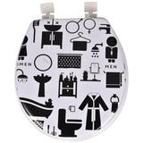BLACK AND WHITE PATTERN CUSHIONED TOILET SEAT